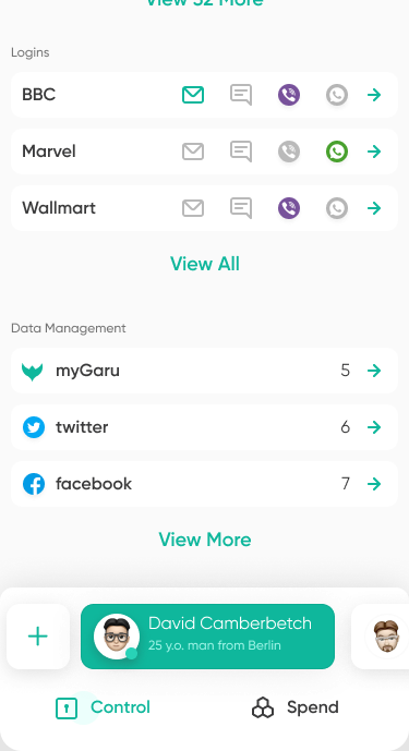 myGaru app — control data access